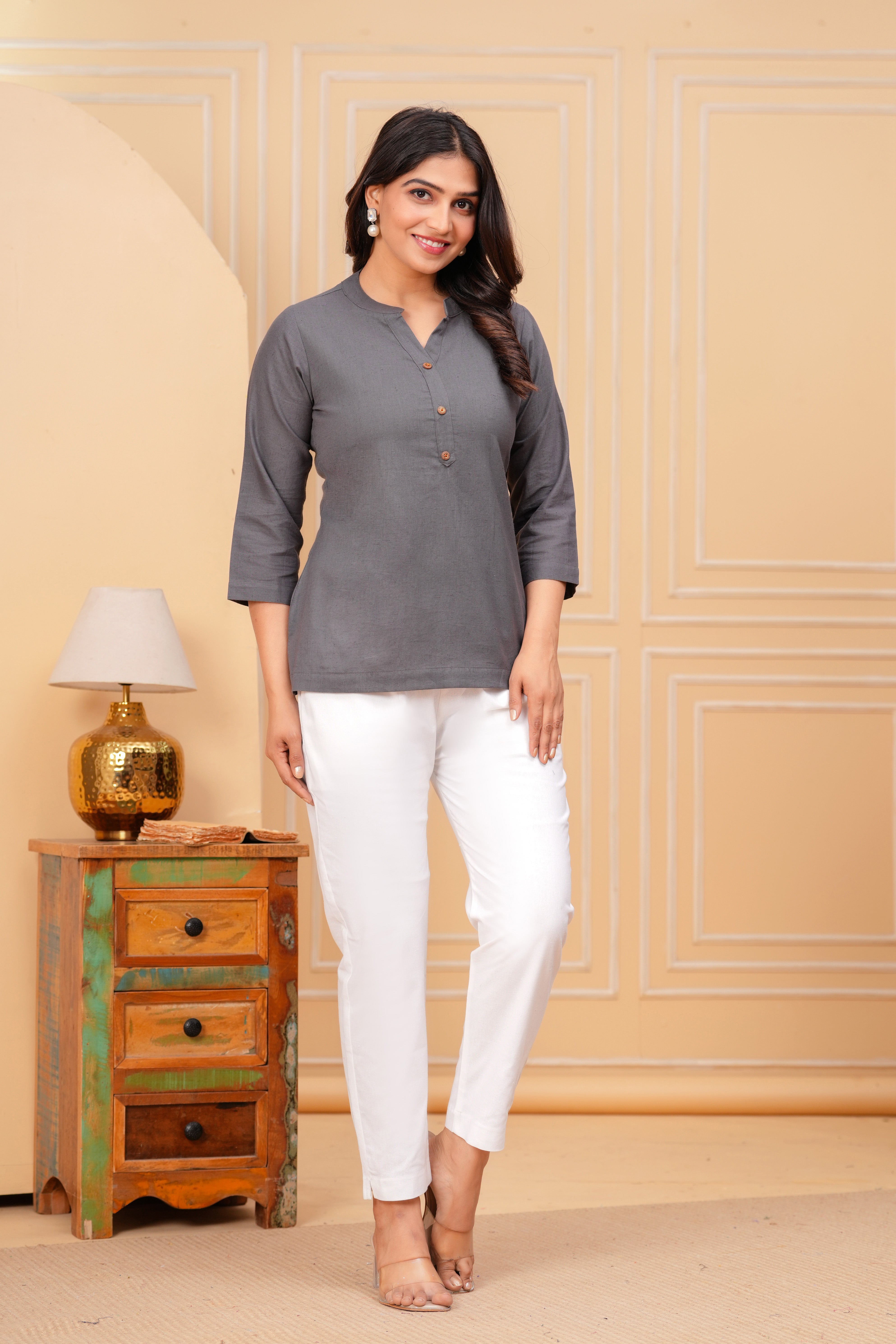 Linen Solid Short Kurta
